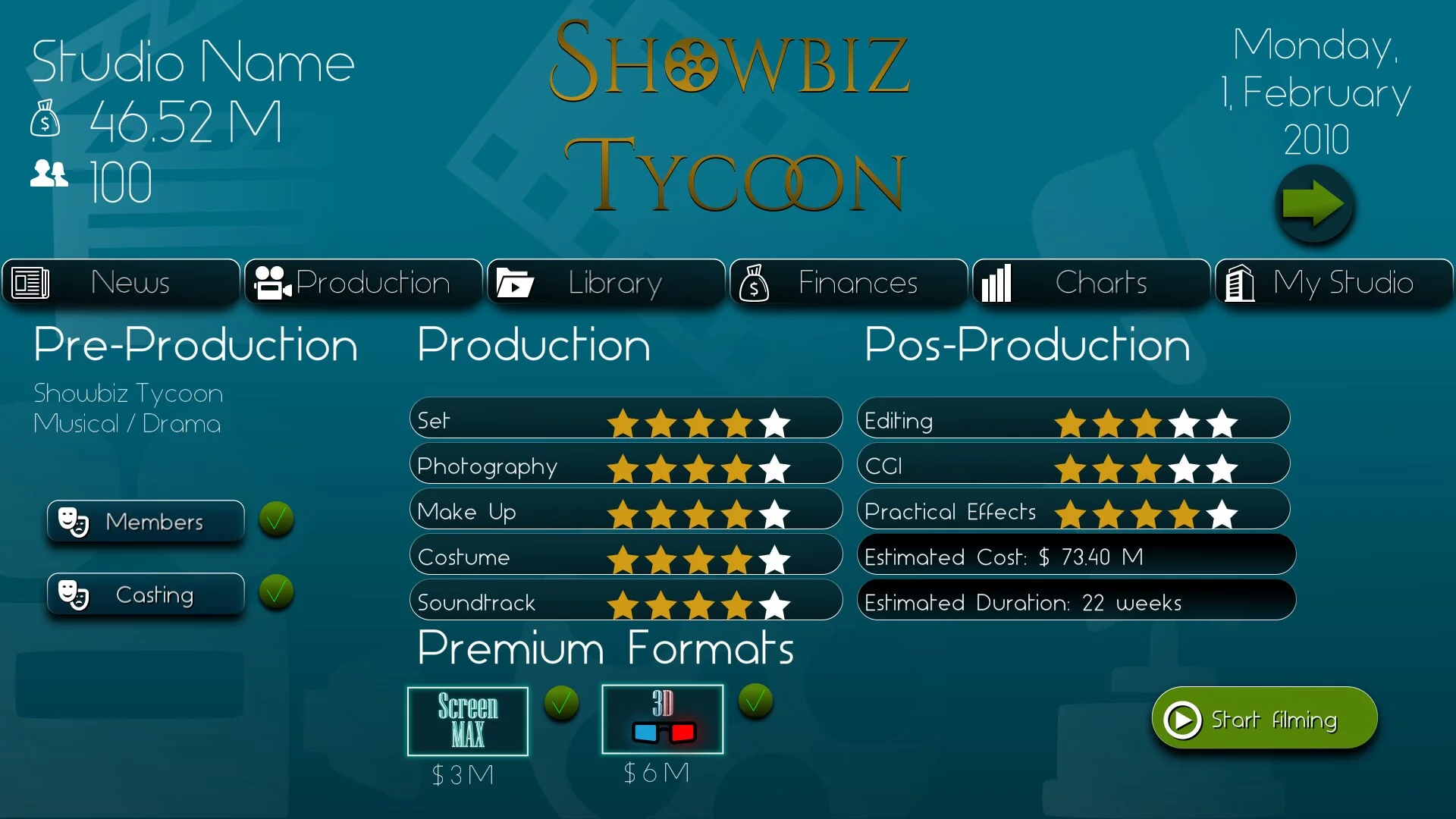 Изображение игры: Showbiz Tycoon