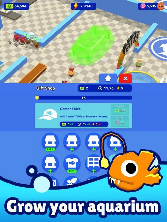 Изображение игры: Idle Aquarium: Fish Tank Zoo
