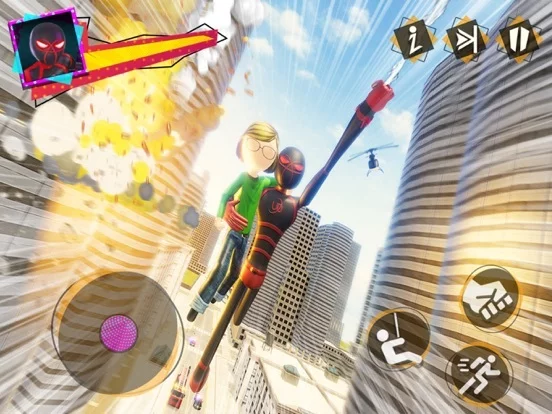 Изображение игры: Stick Spider Crime City Rescue