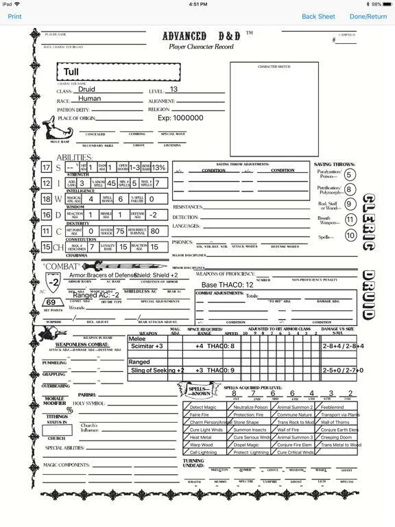 Изображение игры: Character Gen for 1st Ed DnD