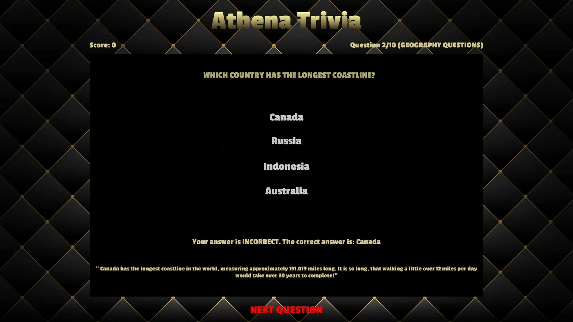 Изображение игры: Athena Trivia