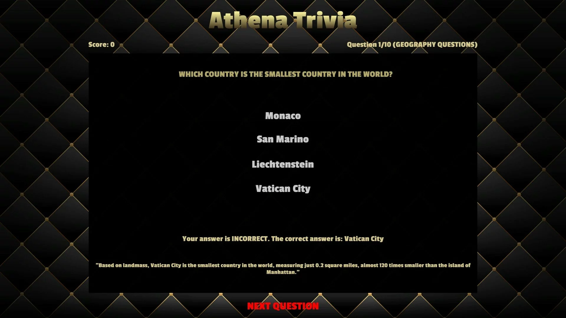 Изображение игры: Athena Trivia