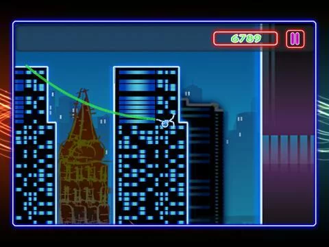 Изображение игры: Neon City Swing-ing: Super-fly Glow-ing Rag-Doll with a Rope