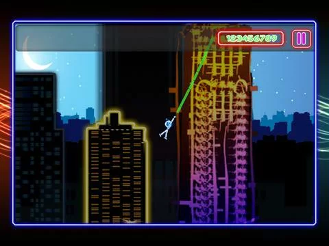 Изображение игры: Neon City Swing-ing: Super-fly Glow-ing Rag-Doll with a Rope