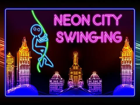 Изображение игры: Neon City Swing-ing: Super-fly Glow-ing Rag-Doll with a Rope
