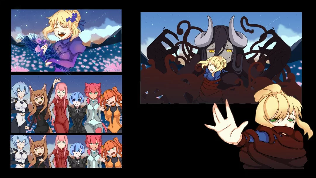 Изображение игры: Pretty Girls and Dark Witch. A simple story
