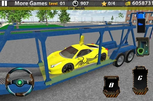 Изображение игры: 3D Car transport trailer truck