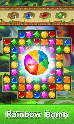 Изображение игры: Gems & Jewels - Match 3 Jungle Puzzle Game