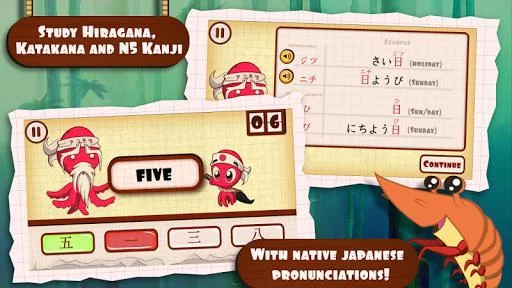 Изображение игры: Kanji Game Tako Sensei: Japanese Katakana Anime