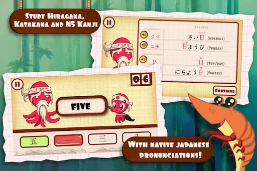 Изображение игры: Kanji Game Tako Sensei: Japanese Katakana Anime