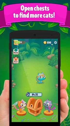 Изображение игры: Cute Cat Merge & Collect: Lost Relic Hunt Game