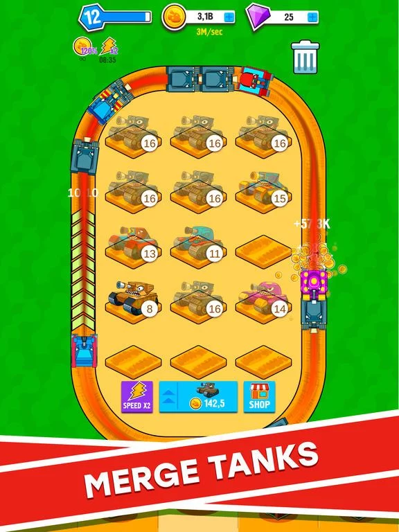 Изображение игры: Merge Tanks: Idle Tap Clicker