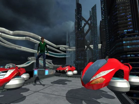 Изображение игры: Hover Car Parking Simulator - Flying Hoverboard Car City Racing Game FREE