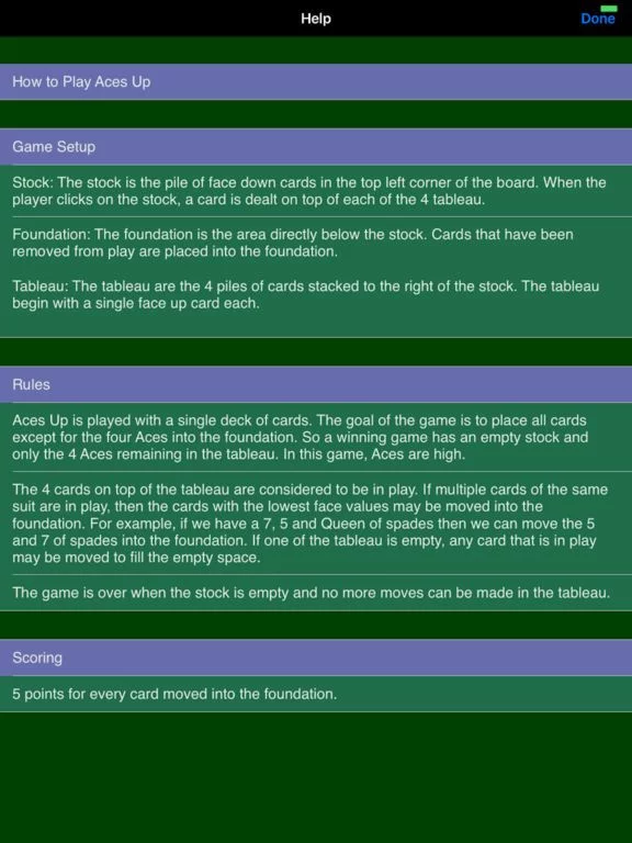 Изображение игры: Aces Up Solitaire.