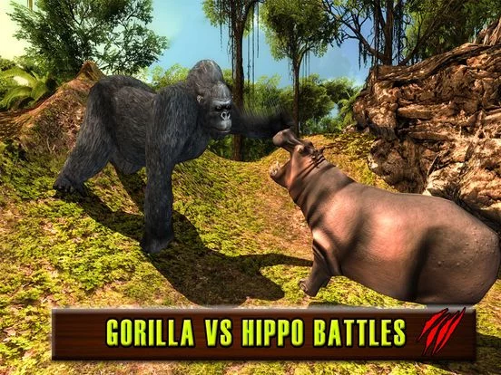 Изображение игры: Wild Gorilla Simulator 2016: Survival Life of Ape Vs Hunters & Wildlife Animals