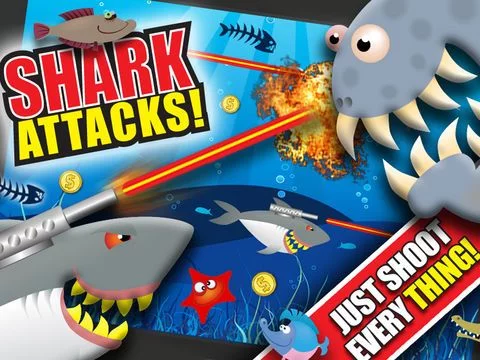 Изображение игры: Shark Attacks! FREE: Hungry Fish Revenge Laser Shooting Racing Game - By Dead Cool Apps