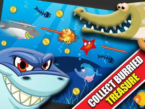 Изображение игры: Shark Attacks! FREE: Hungry Fish Revenge Laser Shooting Racing Game - By Dead Cool Apps