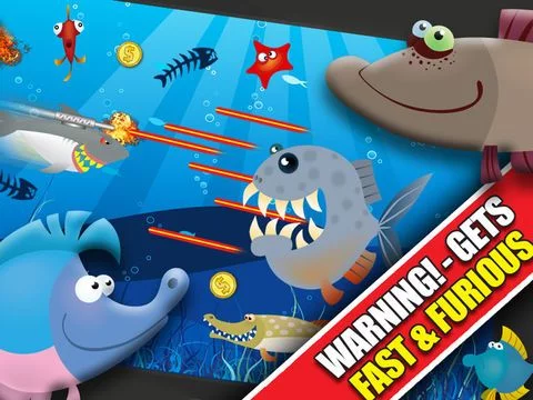 Изображение игры: Shark Attacks! FREE: Hungry Fish Revenge Laser Shooting Racing Game - By Dead Cool Apps