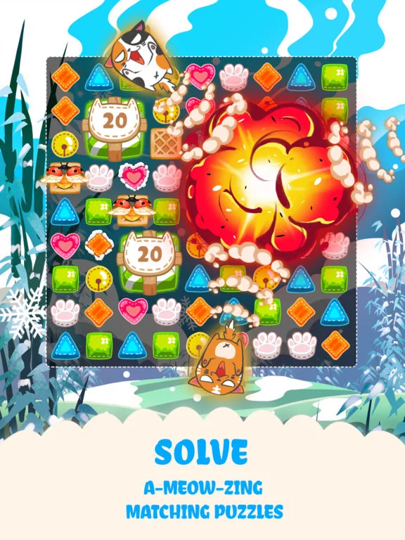Изображение игры: Fancy Cats - Match 3 Puzzle & Kitty Dressup!