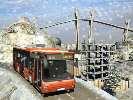 Изображение игры: winter Snow hill Bus Driving simulator