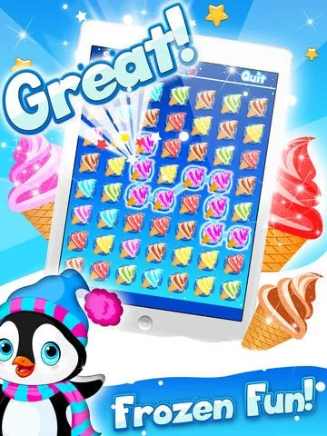 Изображение игры: Arctic Penguin Monty in the Frozen Ice Cream Club Hunt Free Game