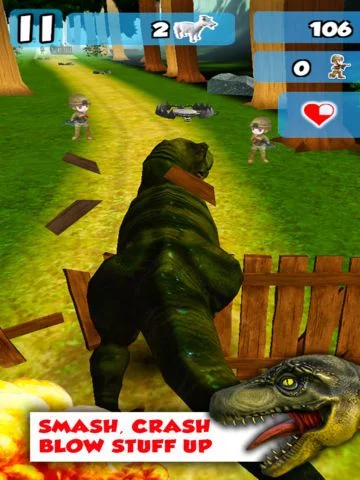 Изображение игры: A Rex Rampage With 3D - Dangerous Dinosaurs Walking & Run-ning to Destroy & Devour Everything!