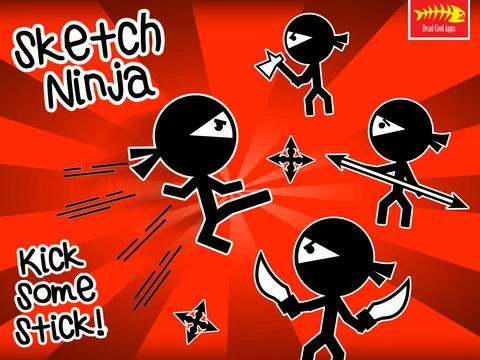 Изображение игры: A Sketch Stickman Ninja Run FREE