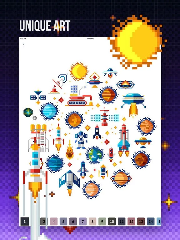 Изображение игры: Coloring Book: Space in Pixels