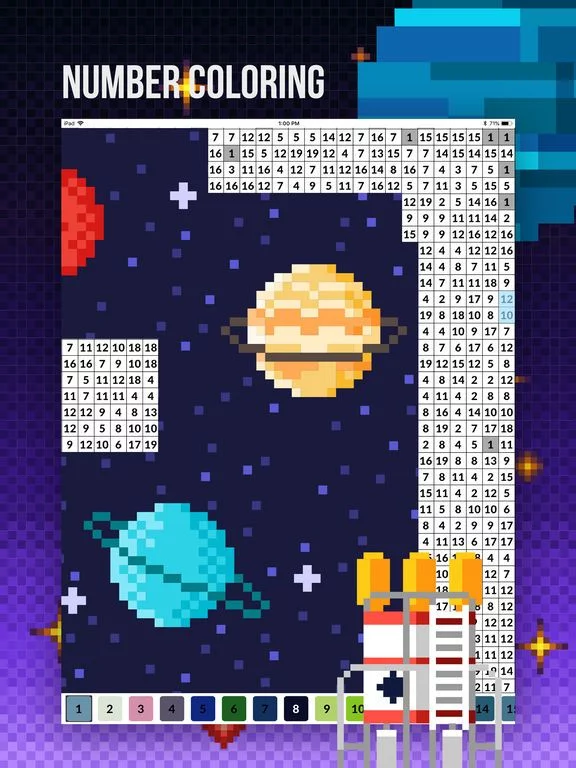 Изображение игры: Coloring Book: Space in Pixels