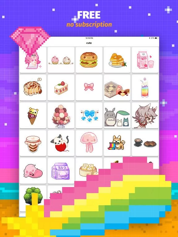 Изображение игры: Color Book: Cute Pixel Art App