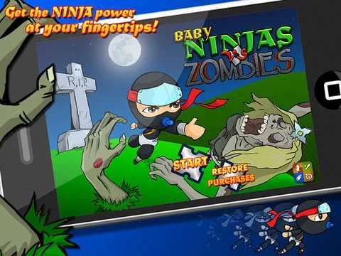 Изображение игры: Baby Ninja vs zombies - Best shoot and chop flying action for boys