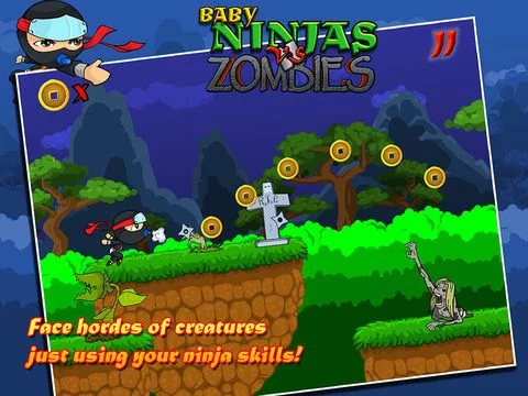 Изображение игры: Baby Ninja vs zombies - Best shoot and chop flying action for boys