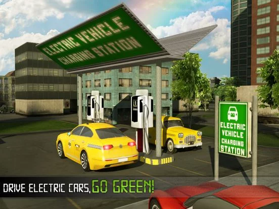 Изображение игры: Electric Car Taxi Driver 3D Simulator: City Auto Drive to Pick Up Passengers