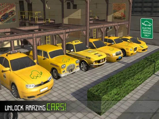 Изображение игры: Electric Car Taxi Driver 3D Simulator: City Auto Drive to Pick Up Passengers