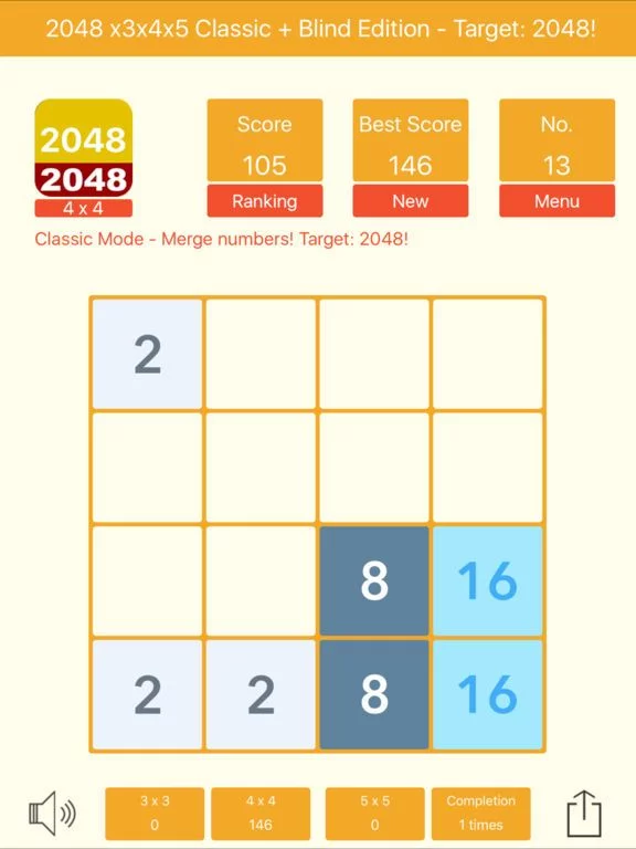 Изображение игры: 2048 3x3 4x4 5x5 + Blind