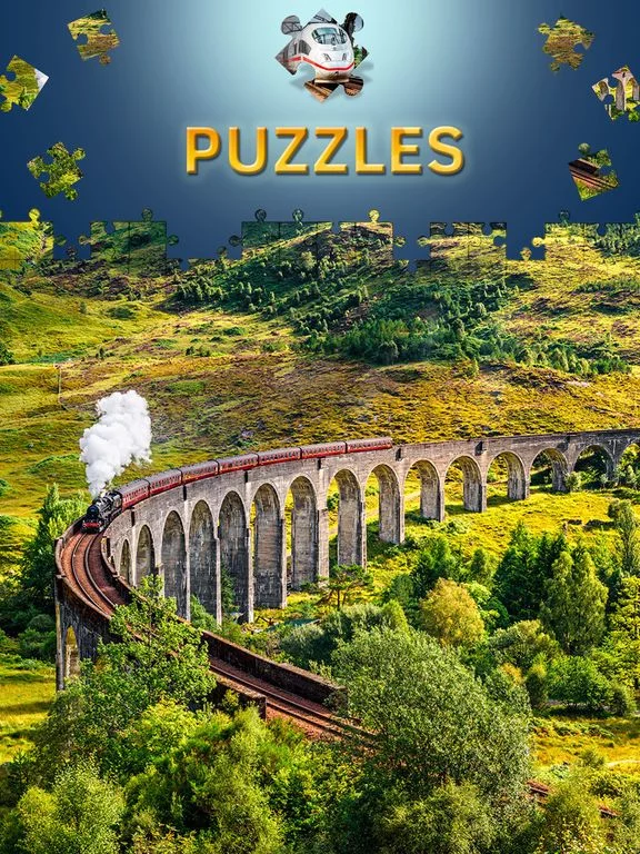 Изображение игры: Train Jigsaw Puzzle Games. Premium