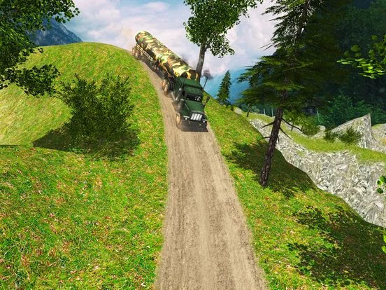 Изображение игры: Uphill Offroad Army Oil Tanker Transporter Truck