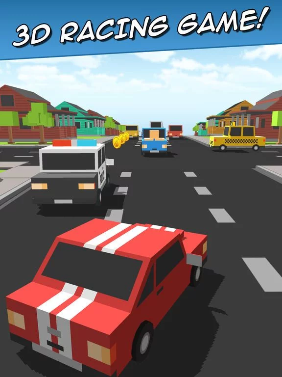 Изображение игры: Speedy Car Racer - Free Craft Traffic Game of Blocky Mustang