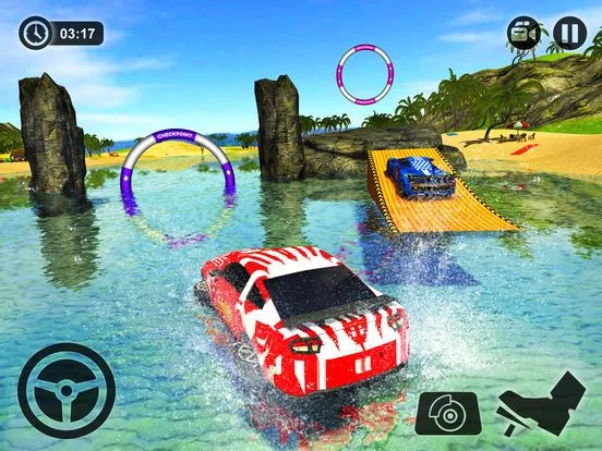Изображение игры: Floating Water Car Driving - Beach Surfing Racing