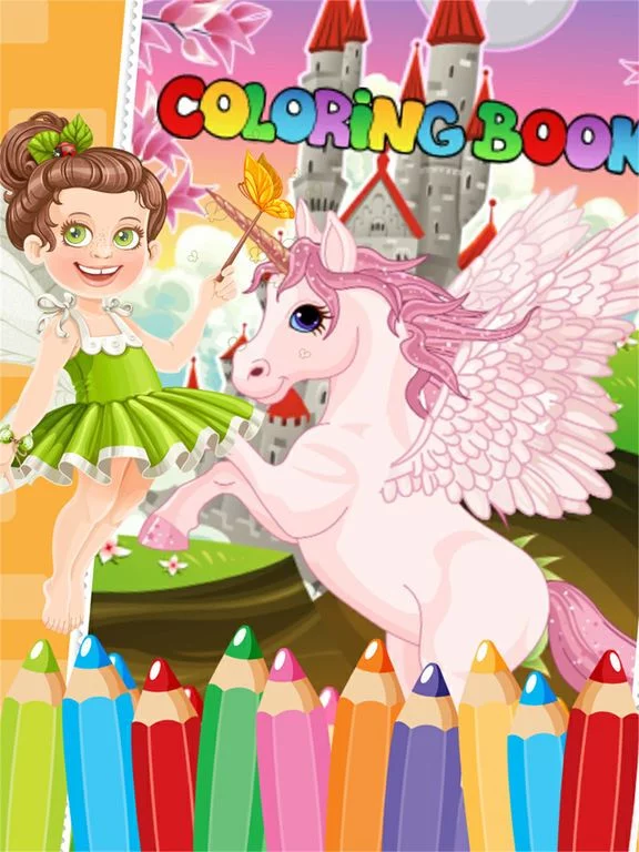 Изображение игры: Little Unicorn Colorbook Drawing to Paint Coloring Game for Kids