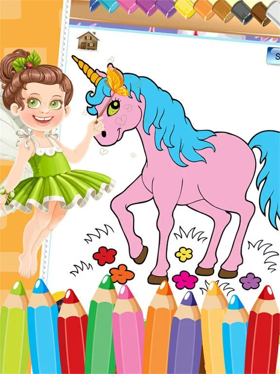 Изображение игры: Little Unicorn Colorbook Drawing to Paint Coloring Game for Kids