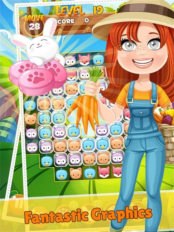 Изображение игры: Happy Farm Crush Forest Challenge - Addictive Swap Match 3 Animals Fun Puzzles Games Free