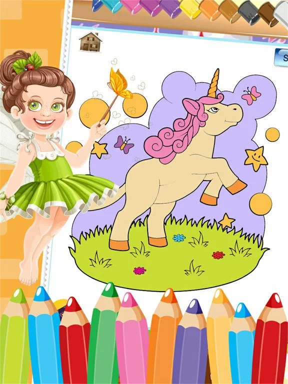 Изображение игры: Little Unicorn Colorbook Drawing to Paint Coloring Game for Kids