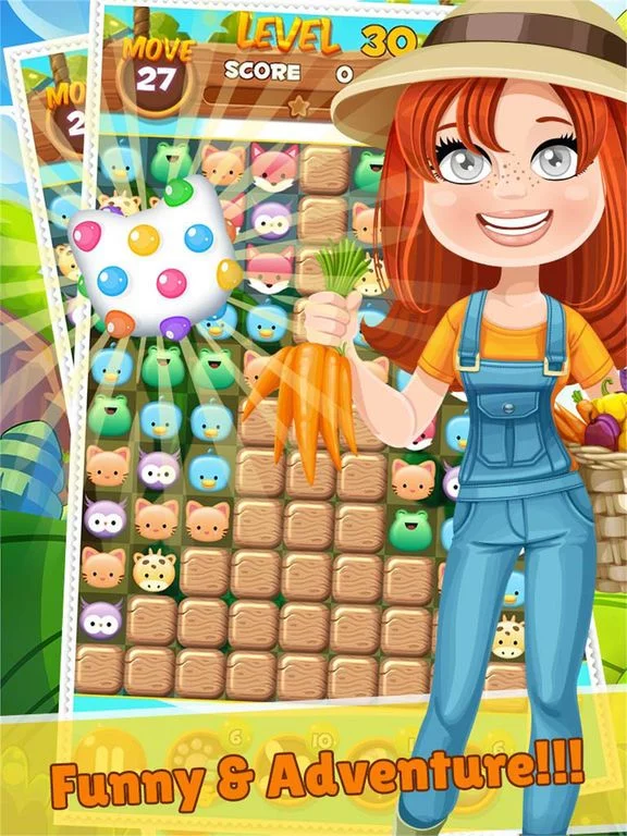 Изображение игры: Happy Farm Crush Forest Challenge - Addictive Swap Match 3 Animals Fun Puzzles Games Free