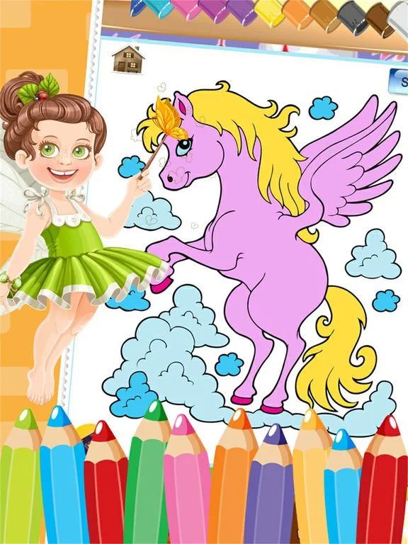 Изображение игры: Little Unicorn Colorbook Drawing to Paint Coloring Game for Kids
