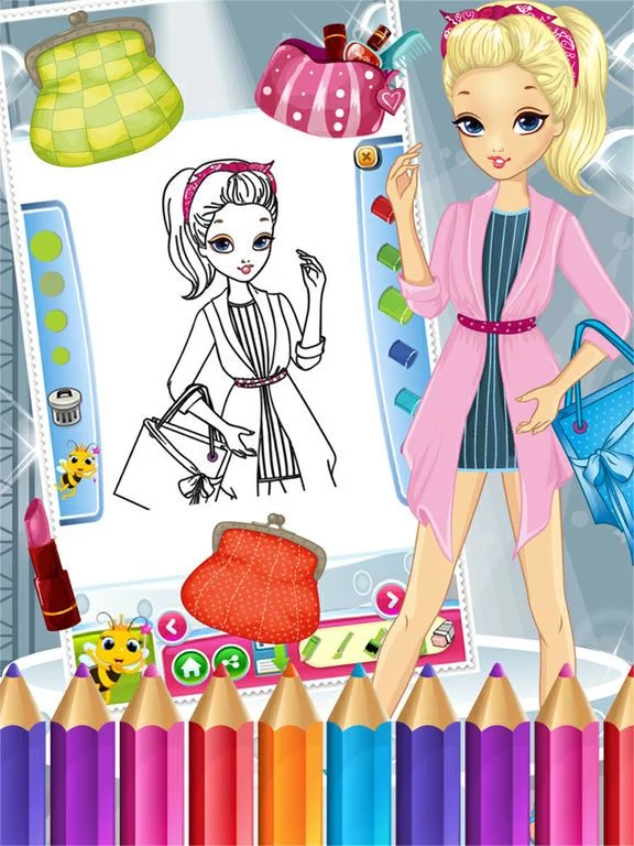 Изображение игры: Pretty Girl Fashion Colorbook Drawing to Paint Coloring Game for Kids