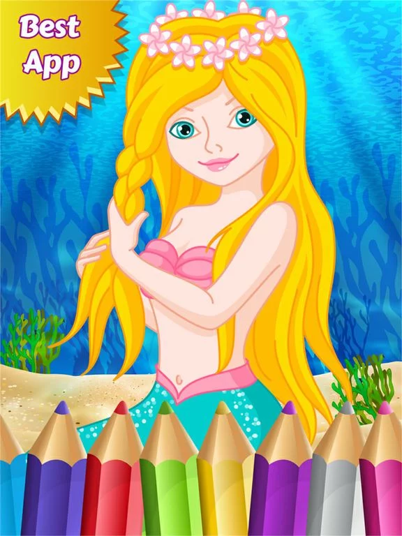 Изображение игры: Mermaid Princess Colorbook Drawing to Paint Coloring Game for Kids