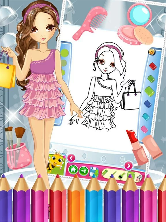 Изображение игры: Pretty Girl Fashion Colorbook Drawing to Paint Coloring Game for Kids