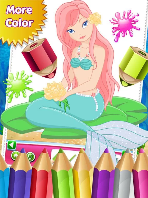 Изображение игры: Mermaid Princess Colorbook Drawing to Paint Coloring Game for Kids