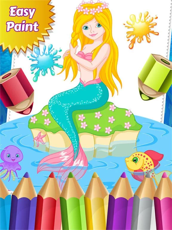 Изображение игры: Mermaid Princess Colorbook Drawing to Paint Coloring Game for Kids